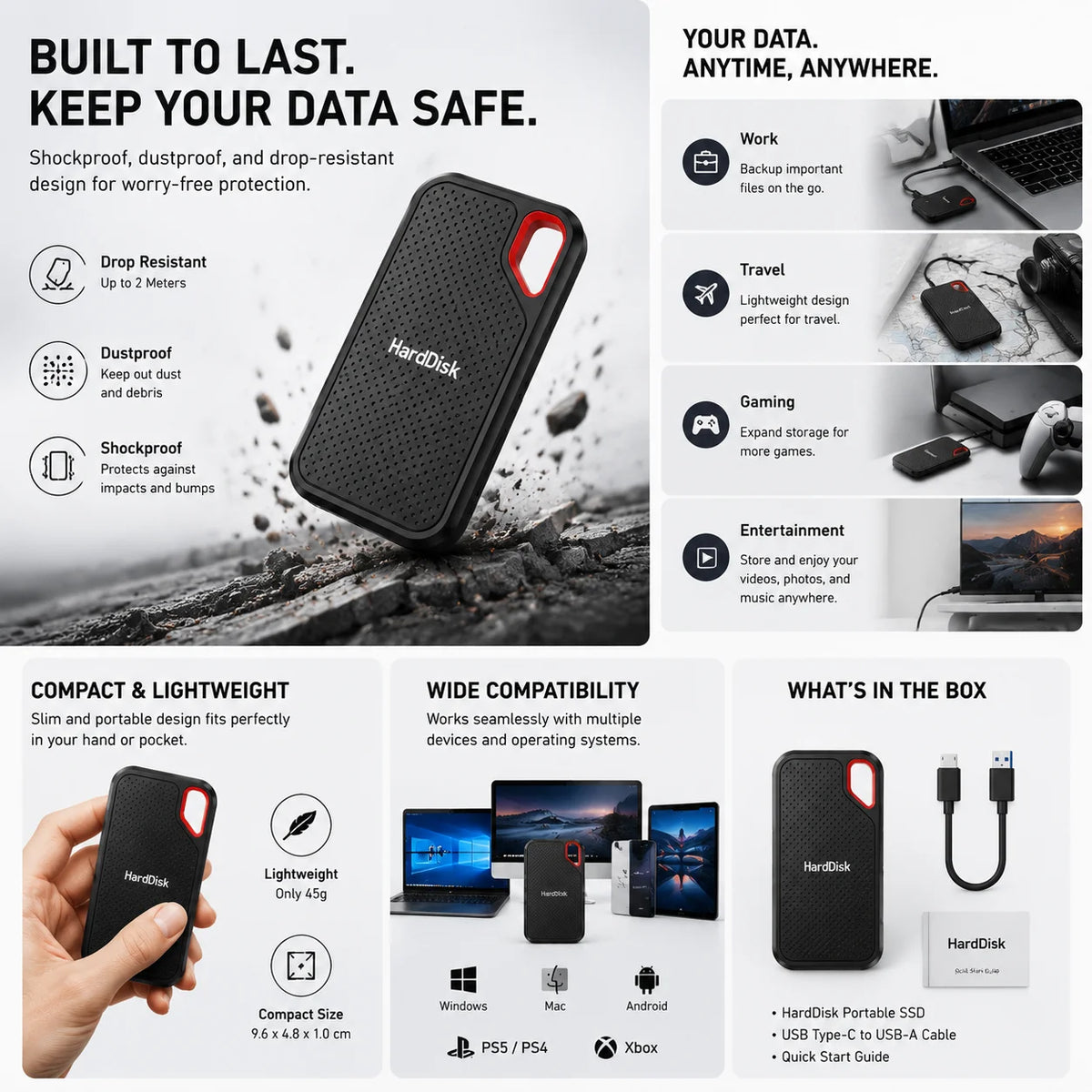 SSD Externo 2TB USB-C — Armazenamento Ultrarrápido e Portátil